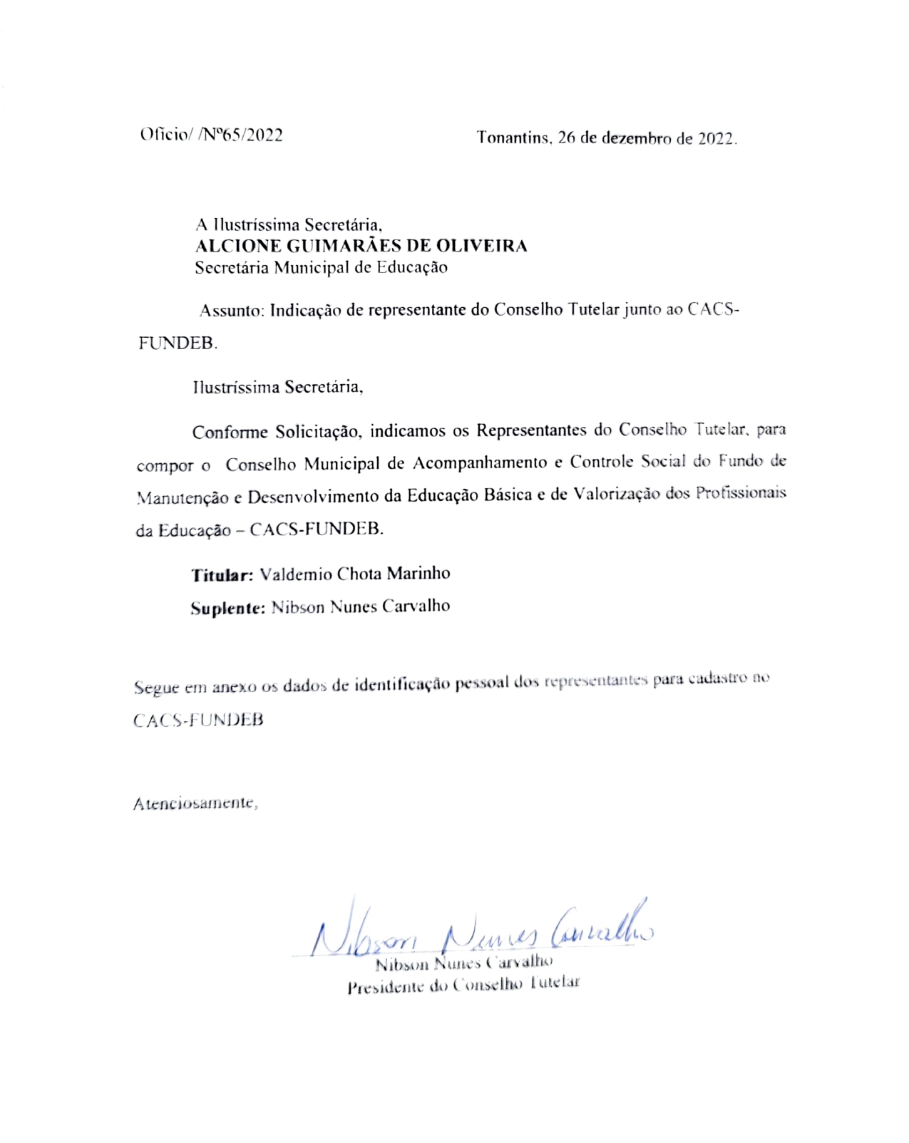 oficio 65 2022